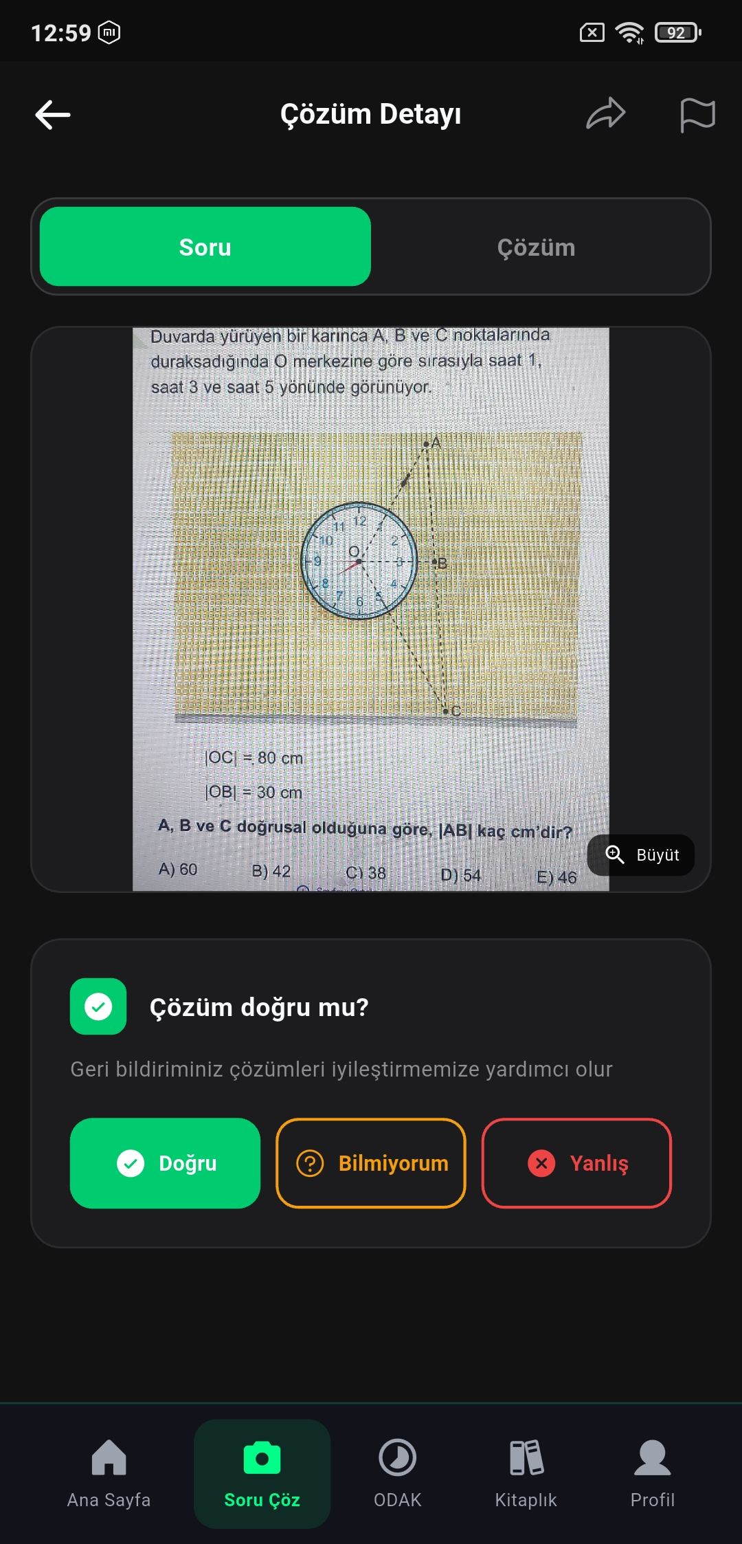 El yazısıyla çözüm detayında orijinal soru ekranı
